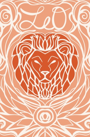 Leo Zodiac 5th House Lion Symbol Pattern whimsical illustration