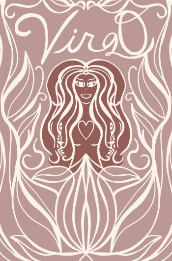 Virgo Zodiac 6th House Virgin Maiden Symbol Pattern whimsical illustration