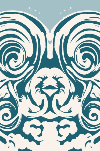 Ocean Waves Swells Mirror Pattern whimsical illustration