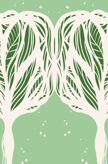 Trees Two Swirl Mirror Pattern whimsical illustration
